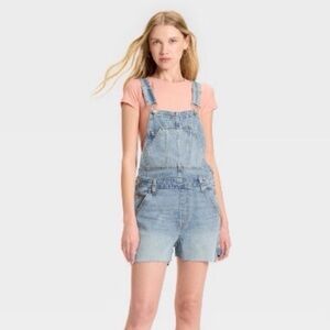 Light Blue Denim Cut-off Short Overalls